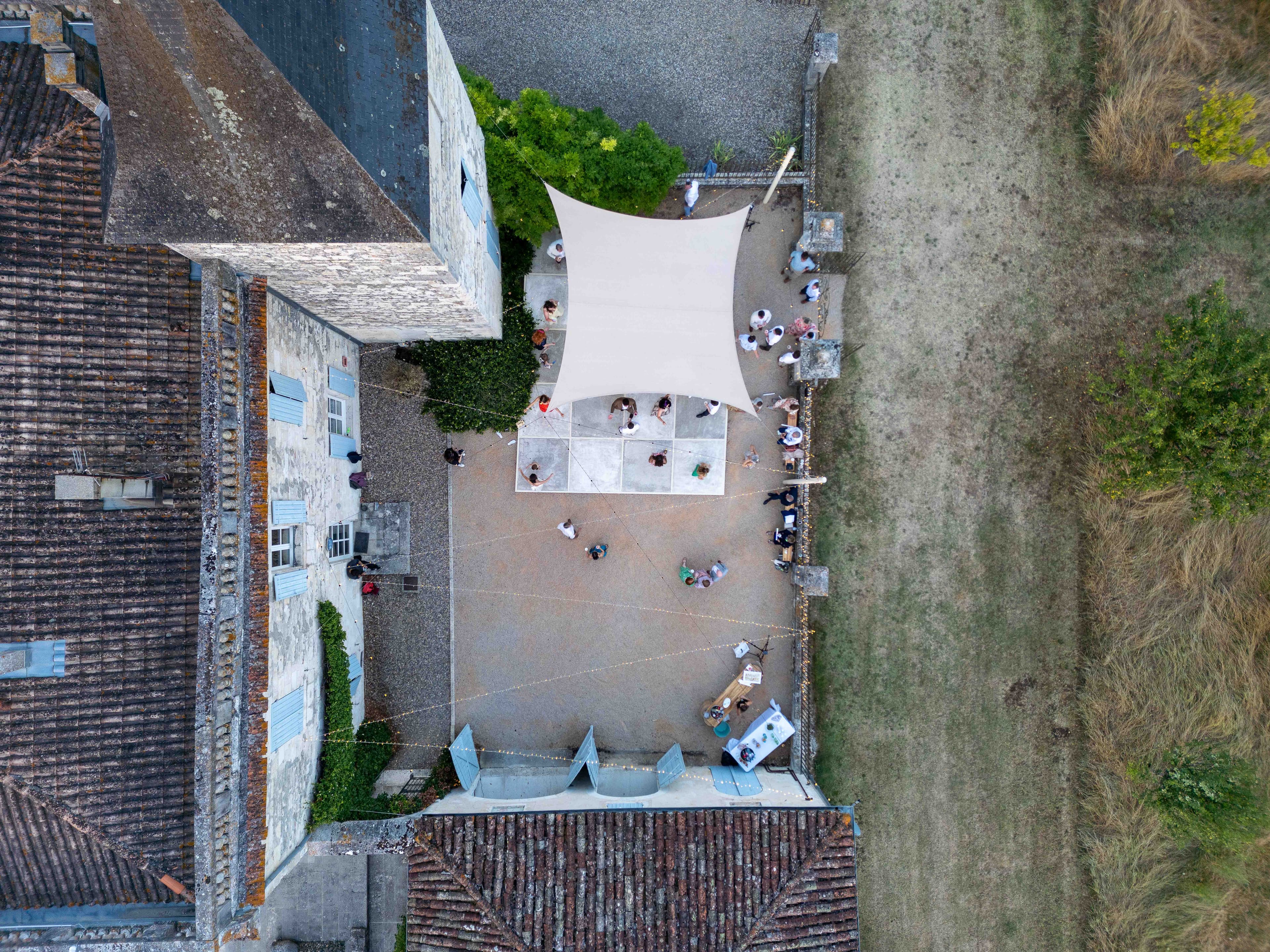 Aerial view of wedding venue